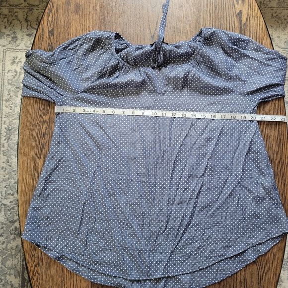 Fred David Blue Polka Dot Ruffle Sleeve Blouse with Tie Front Size Women's Small - Picture 6 of 10